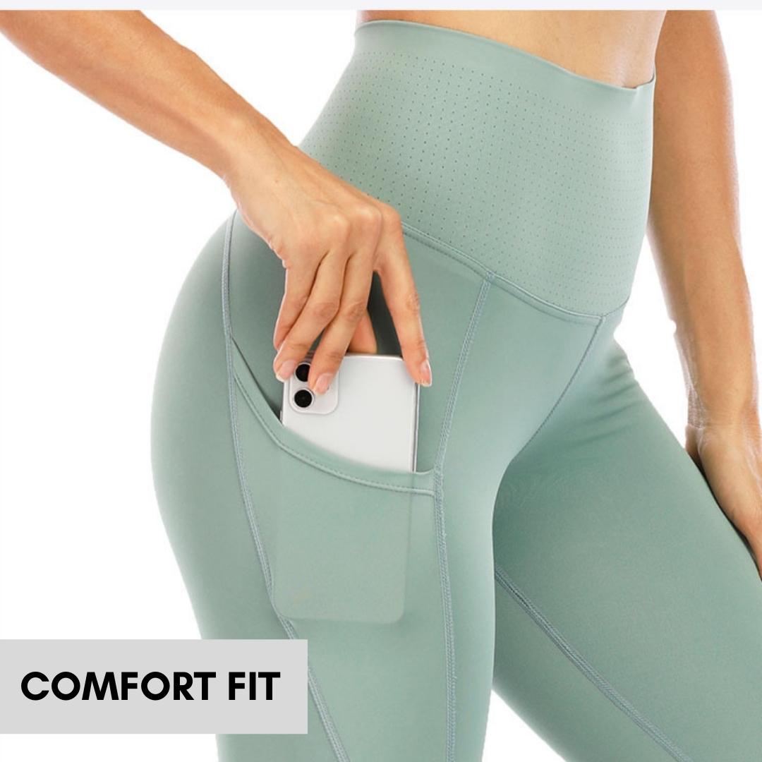 Bunny Soft Breathable Leggings with PocketsXY-S5-Black-SOmega Walk