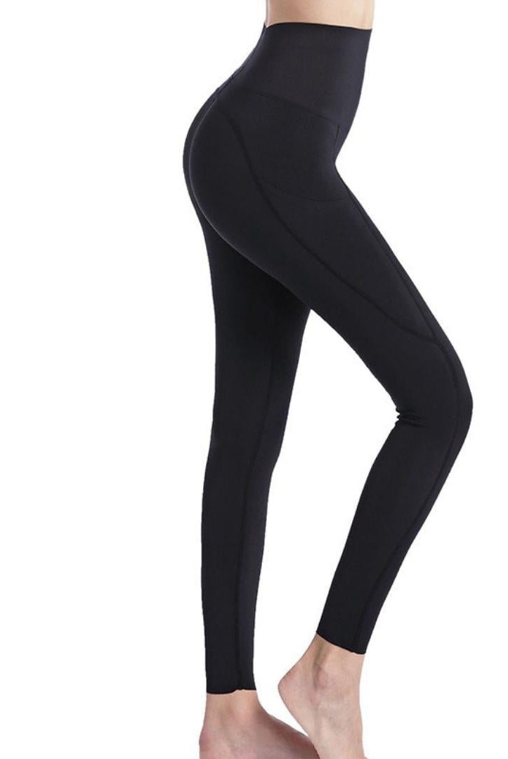 Bunny Soft Breathable Leggings with PocketsXY-S5-Black-SOmega Walk