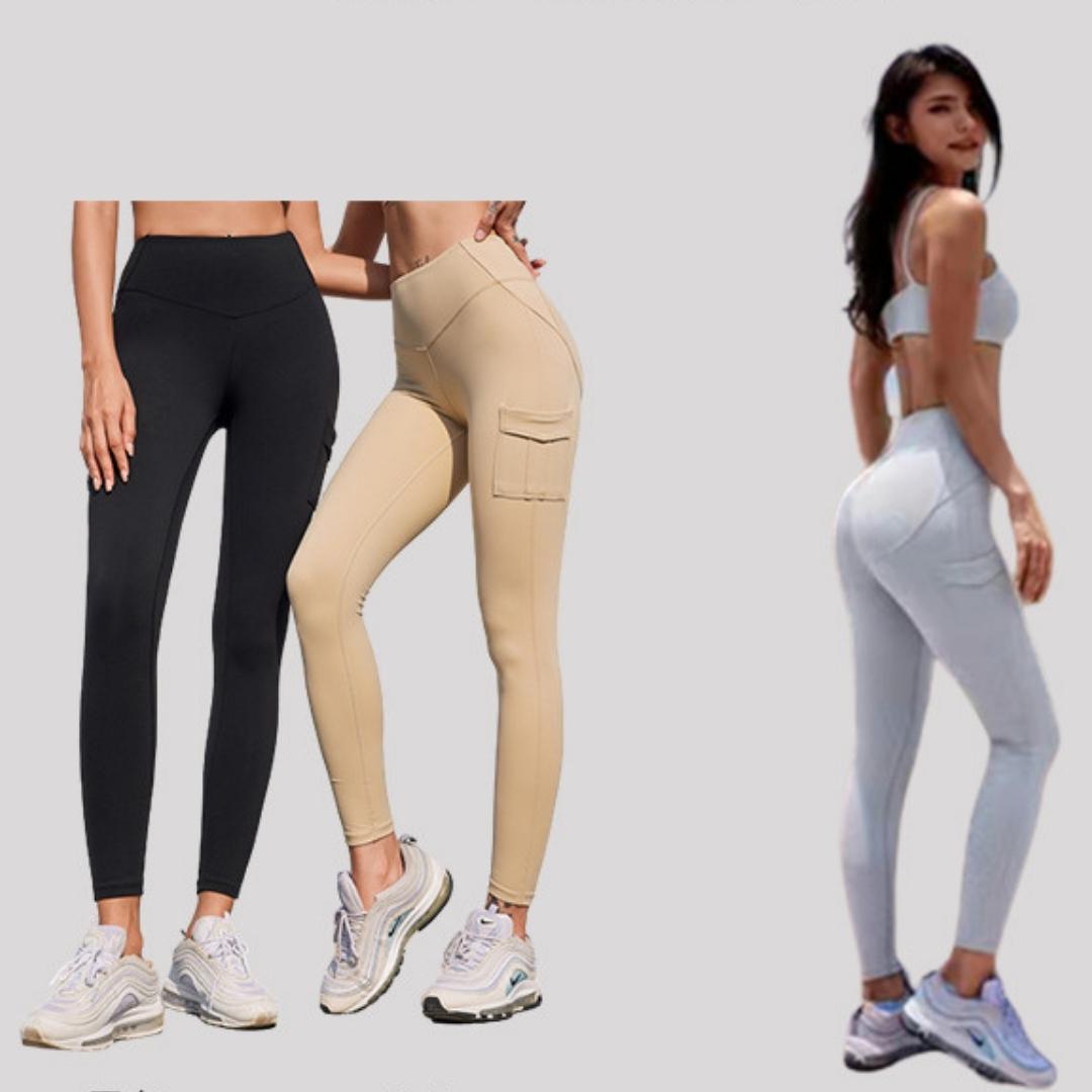 Butt Lifting High-Waisted Leggings with PocketsYG-LSM005-Gray-SOmega Walk