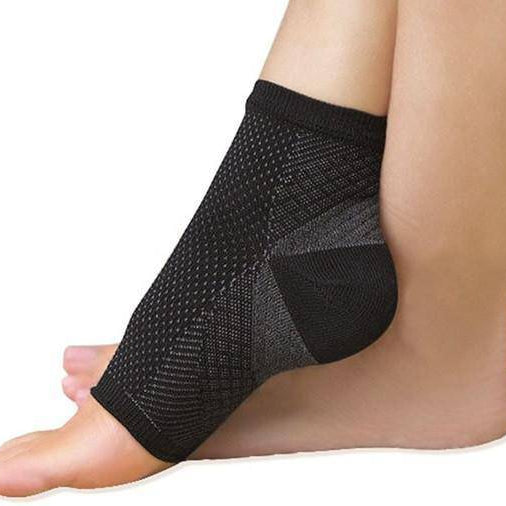 Compression Foot Sleeves - Open Toe Socks for Plantar Fasciitis and Arch Pain - Omega Walk - Angel S black