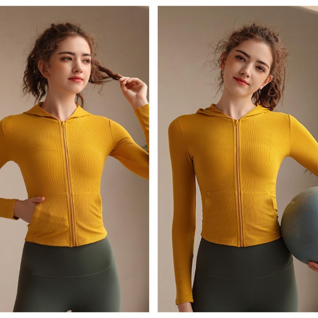Slim Fit Track Jacket For WomenYG-LSM002-Beige-SOmega Walk