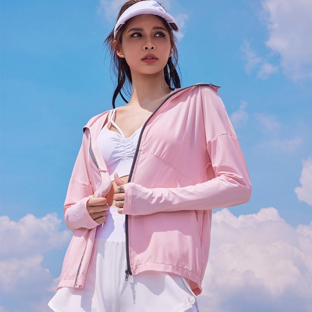 Women's UV Protection Full-zip Workout JacketYG-LSM008-Pink-SOmega Walk