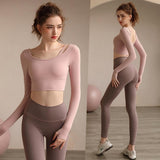 Omega Walk Women's Crop Workout Top and Trousers SetYG-LSM010-Pink-Light-Mauve-SOmega Walk
