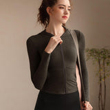 Slim Fit Track Jacket For WomenYG-LSM002-Dark-Grey-SOmega Walk