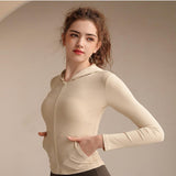 Slim Fit Track Jacket For WomenYG-LSM002-Beige-SOmega Walk