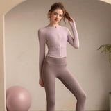 Soul Fit Workout Pants with JacketYG-LSM003-Pastel-Pink-Silver-Pink-Leggings-SOmega Walk