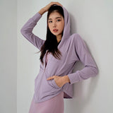 Women's Hooded Workout JacketYG-LSM001-Purple-SOmega Walk